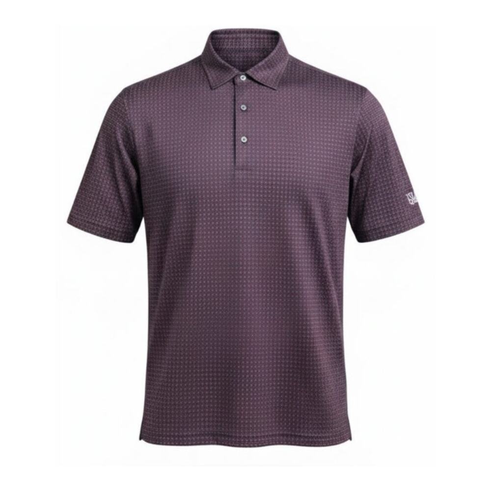 Donald Ross Golf Polo Shirt Short Sleeve Purple Pattern Island Country Club L